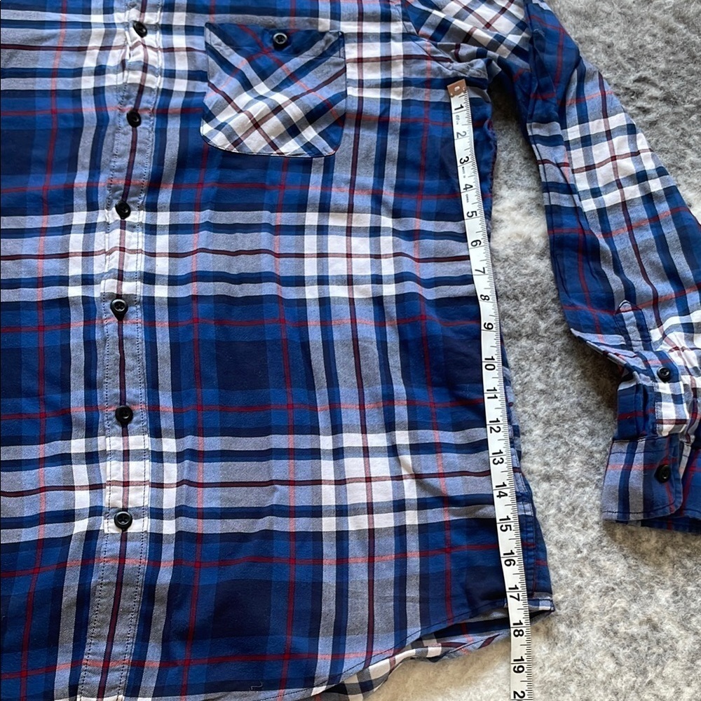 Blue Plaid Men's Shirt - Picture 9 of 11